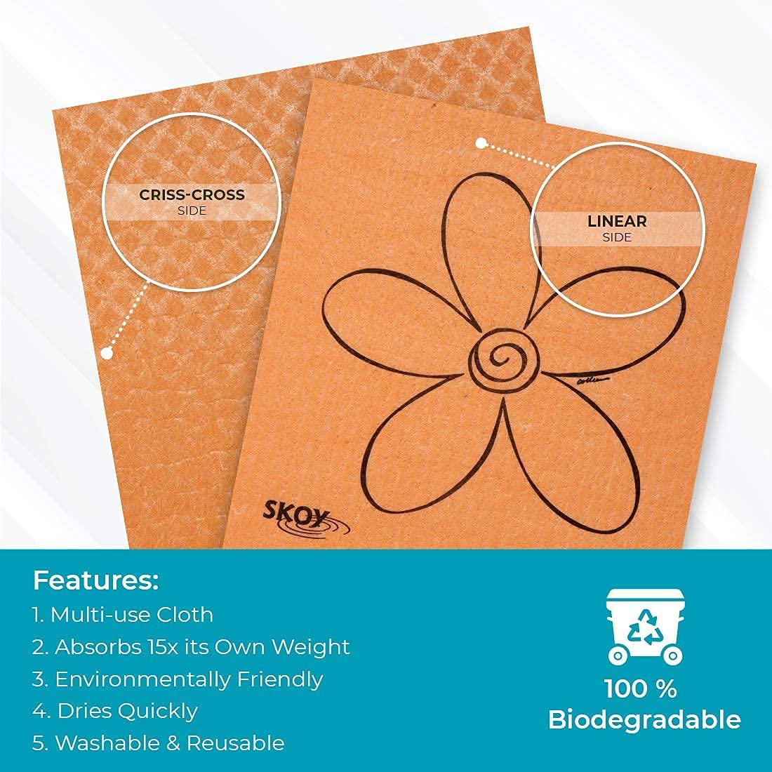 Skoy Skoy Cloth, 8-Pack Versatile Swedish Dishcloths for Kitchen and Household Use, Reusable Cleaning Cloths, Eco-Friendly, Dishwasher and Dryer-Safe, Assorted Colors