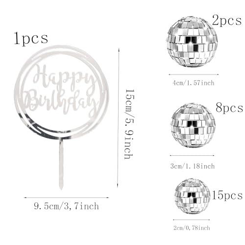 itianxi 26 PCS Disco Ball Cake Toppers Mini Disco Cowgirl Cupcake Toppers 1970s Disco Cakes Toppers Disco Party Decor Bachelorette Cake Topper for Disco Ball Party Decorations Birthday Cake Decorations