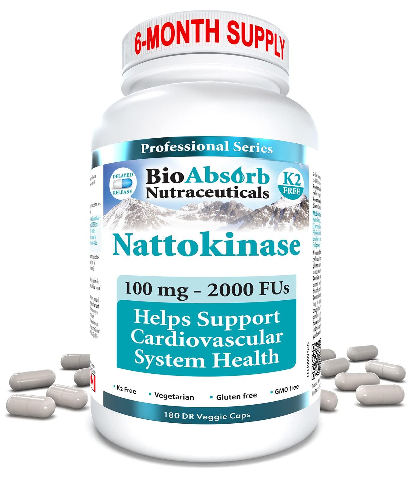 Bio Absorb Nutraceuticals Bio Absorb Nattokinase Supplement 180 Caps - Serrapeptase Enzyme 60 Caps Bundle
