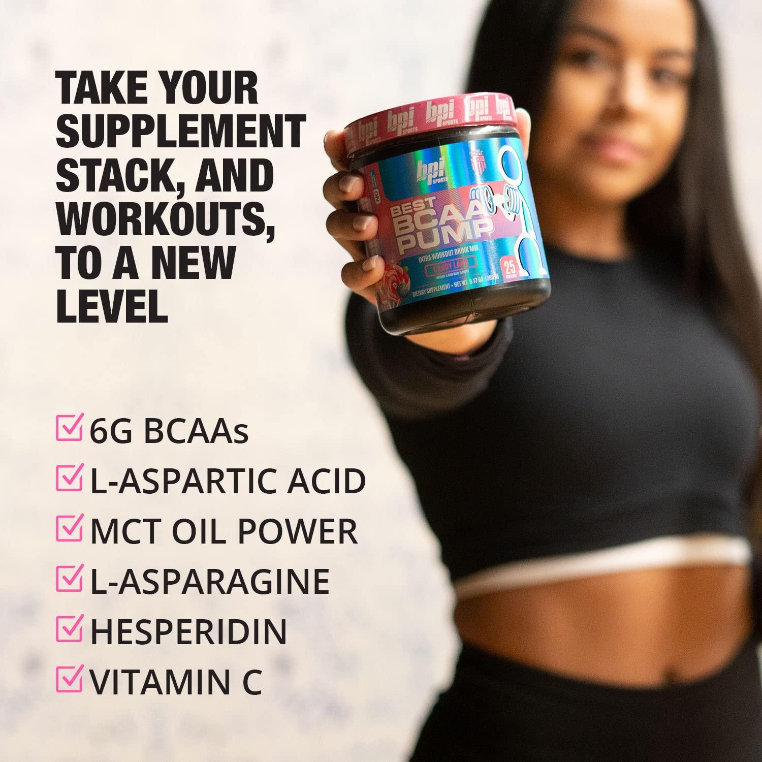 BPI Sports BPI Sports Best BCAA Pump - BCAA Powder Intra Workout Sports Drink with Branched Chain Amino Acids for Hydration & Recovery, for Men & Women - Candy Land - 25 Servings