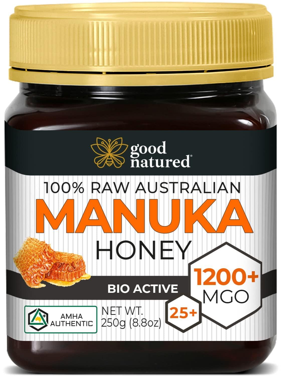 Good Natured Good Natured Manuka Honey (MGO 1200+) - Highest Grade Raw Manuka Honey Medical Grade, Non-GMO, Lab-Tested & AMHA Certified, BPA-free, 8.8 oz