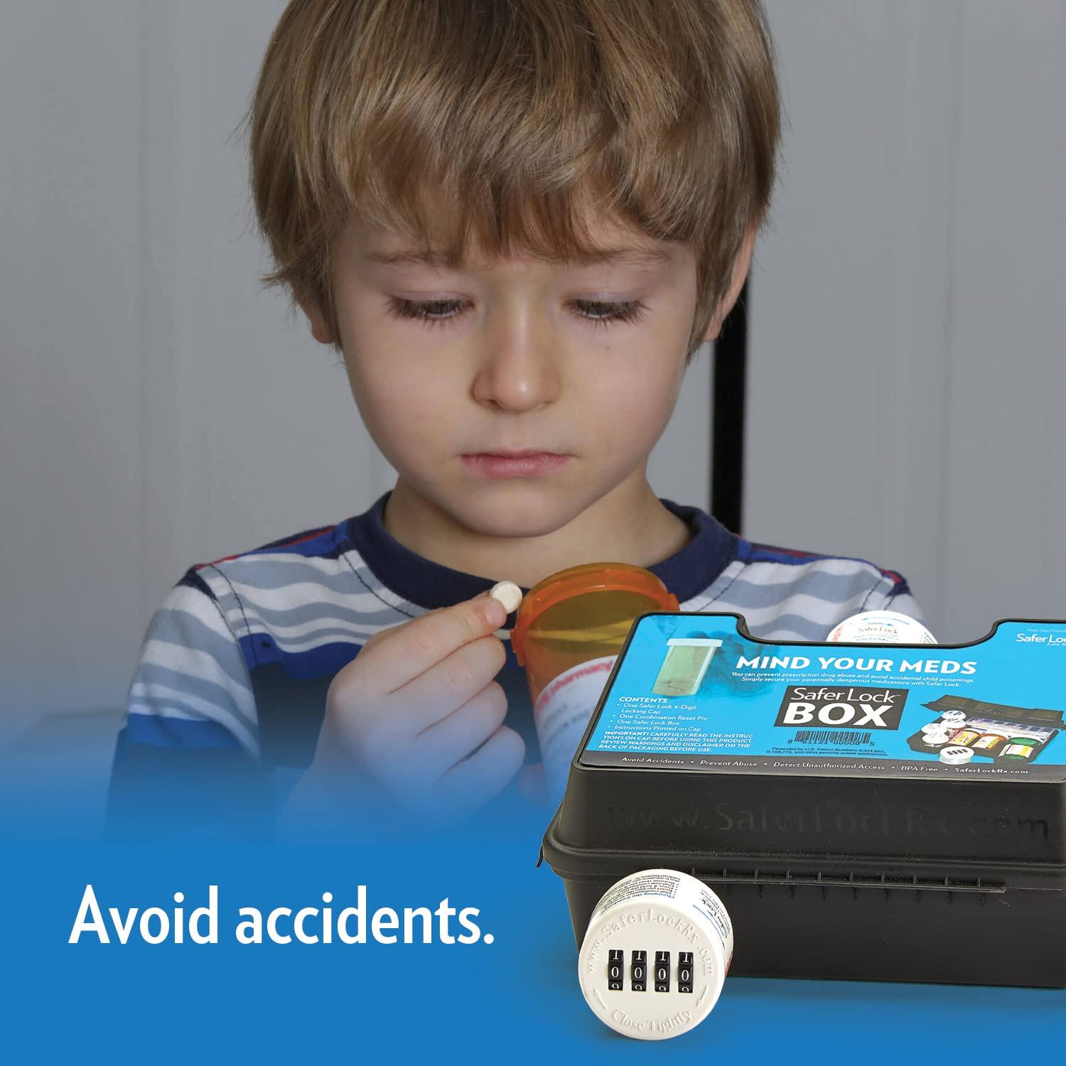 Safer Lock Safer Lock Medicine Lock Box - Tamper Evident & Abuse Deterrent Locking Medicine Box, Resettable Combination Lock Box for Medicine - Medication Lock Box, Senior Friendly Lockbox for Medication - Black