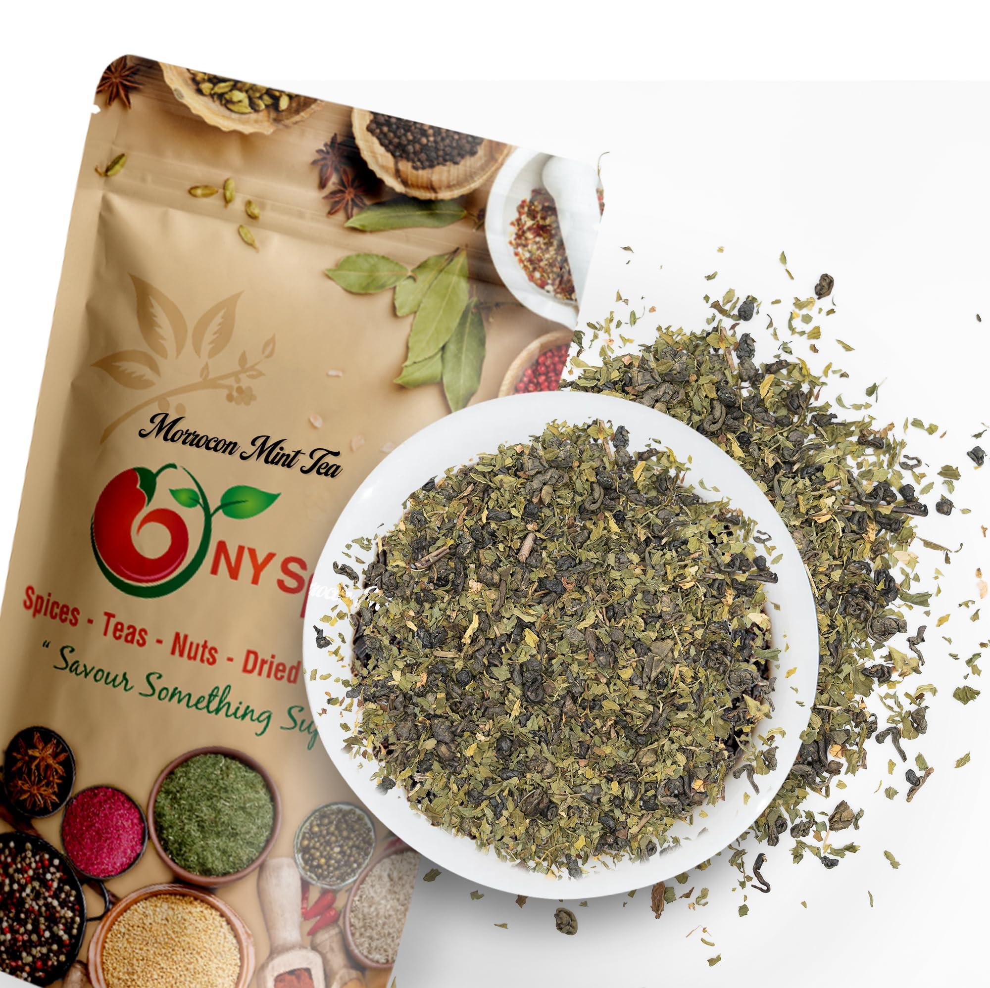 NY Spice Shop NY Spice Shop Moroccan Mint Tea - Herbal Tea Loose Leaf - Premium Mint Green Tea - Brews 100 Cups - Naturally Flavored Morracan Tea Blend Pure Bulk Morracan Chai 8 Ounce