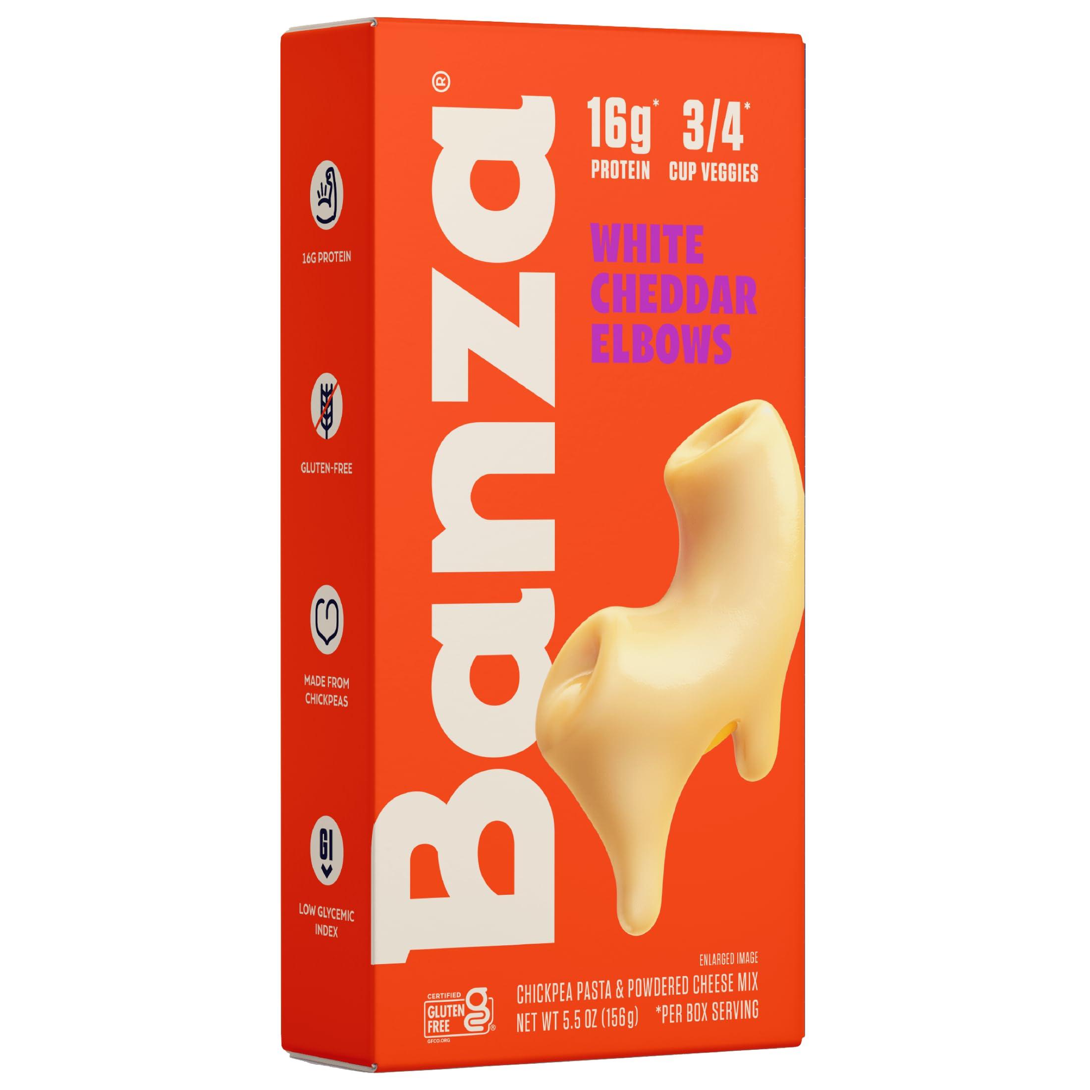 Banza Banza Elbows & White Cheddar Mac and Cheese - High Protein, Gluten Free, and Lower Carb Protein Mac and Cheese - 5.5oz
