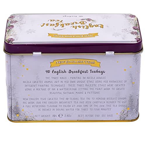 New English Teas New English Teas English Breakfast Christmas Tea Gift Set, Stag Design Tin with 40 English Breakfast Tea Bags