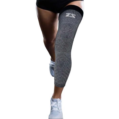 Zensah Zensah Full Leg Compression Sleeve - Long Full Length Support for Thigh, Knee, Calf for Men, Women, Running, Basketball, Football (Small, 1 Pair - Heather Grey)