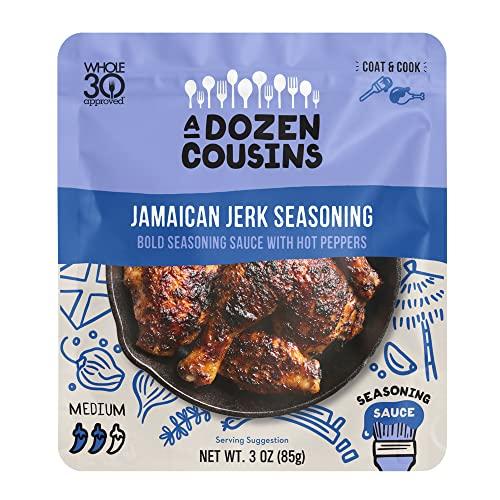A Dozen Cousins Meals A Dozen Cousins Entre Seasoning Sauce Marinade - Coat and Cook for Chicken Seasoning, BBQ, Protein & More - 10 Pack - Bold Jamaican Jerk Seasoning Sauce with Hot Peppers (3oz Each)