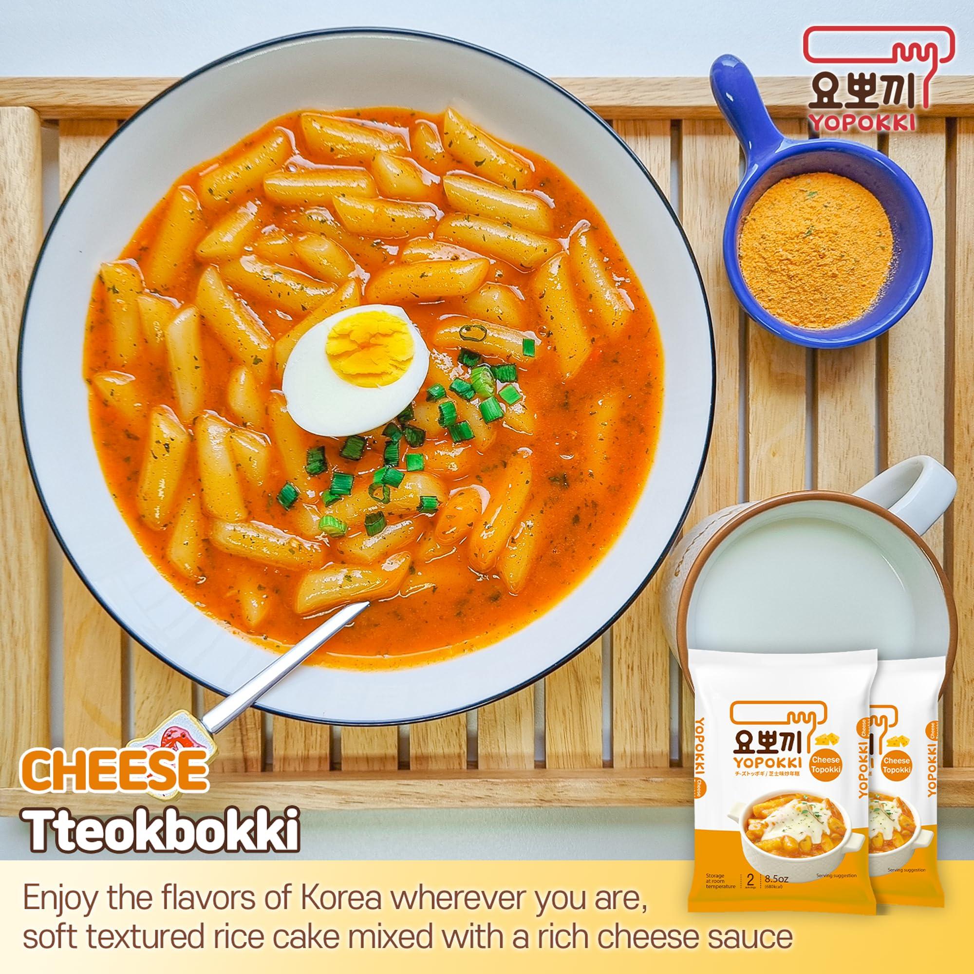 Yopokki Yopokki Instant Tteokbokki Pack Set (6 Packs - 2 Sweet Mild Spicy, 2 Cheese, 1 Onion Butter, 1 Jjajang) Korean Street Food with Various Flavored Sauces - Quick & Easy to Prepare