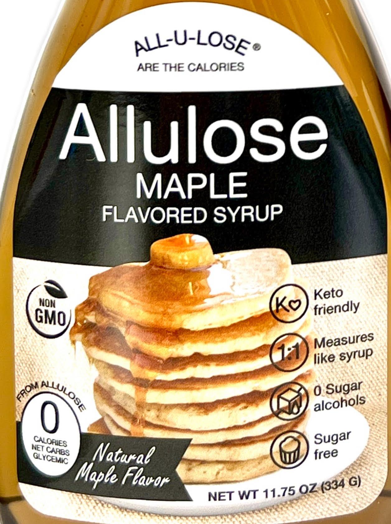 All-u-Lose BetterTaste Maple Natural Flavored Allulose Syrup, 11.75 oz, Zero Calorie, Sugar Substitute, Non-GMO, Gluten Free (11.75 oz Pack of 2-572, Maple)