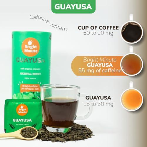 BRIGHT MINUTE Bright Minute Guayusa infusion 50 teabags | Coffee Alternative & Addition | 55mg of natural caffeine per small 1.5G (0.05OZ) bag, Calm and Wakeful Energy Boost!