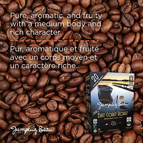Jumping Bean Jumping Bean Organic Coffee Single Serve Coffee Pods, East Coast Roast, 20 Count