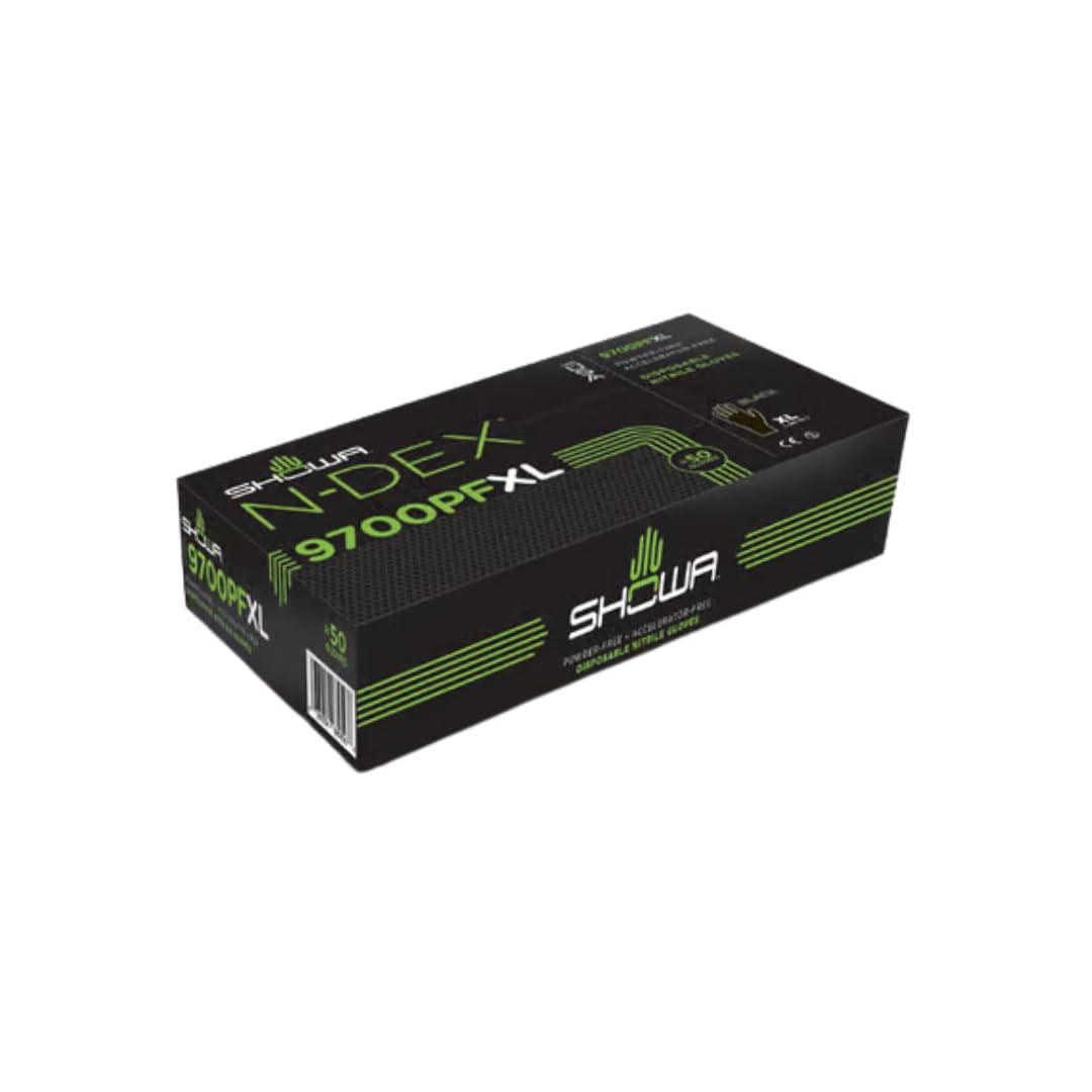 SHOWA SHOWA N-Dex 9700PF Disposable Accelerator-free Nitrile Glove, Powder Free, Small (Pack of 50)