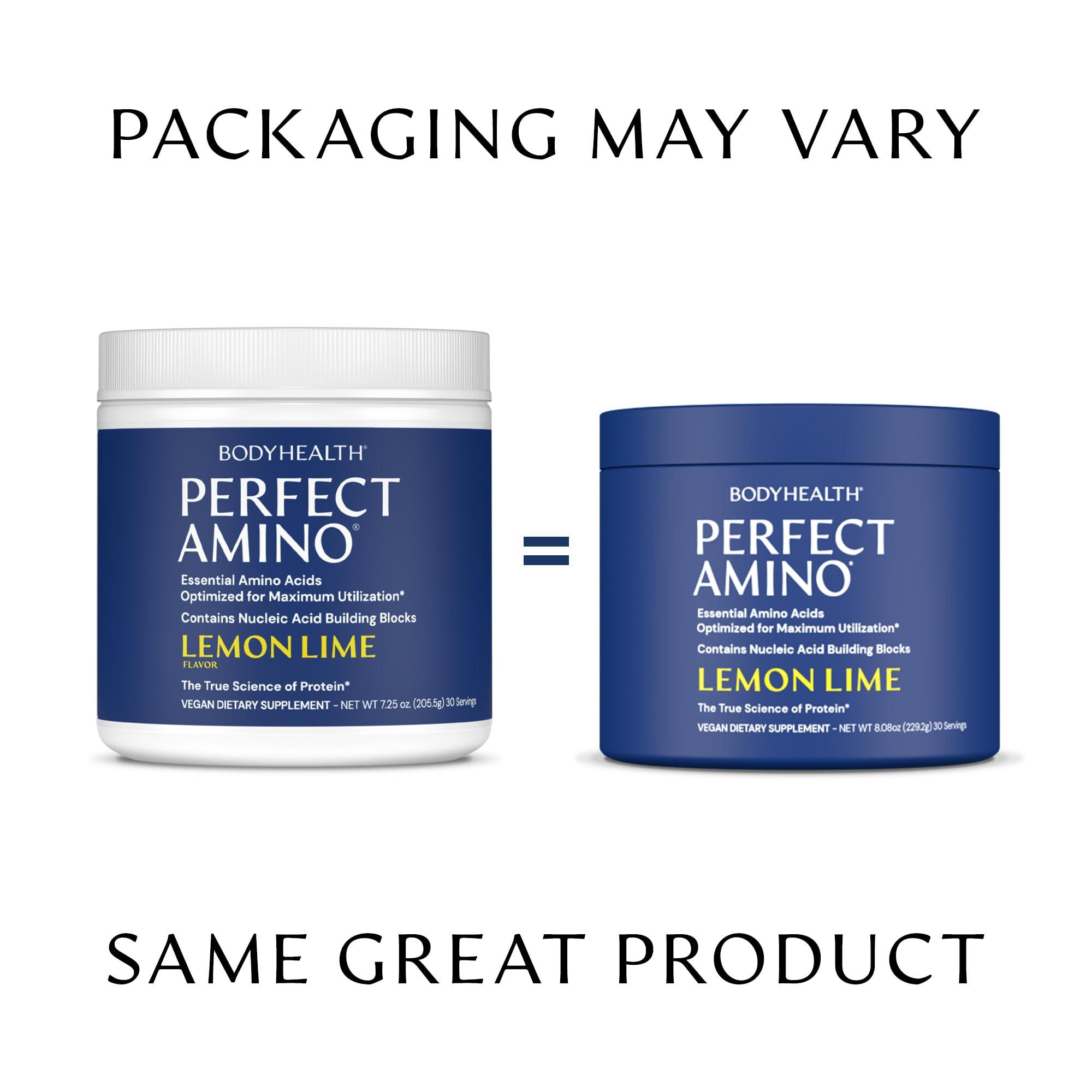 BodyHealth BodyHealth PerfectAmino Powder - BCAA and EAA Powder for Pre and Post Workout - Amino Acid Energy Drink Powder for Men and Women to Support Lean Muscle and Recovery - Lemon Lime - 30 Servings