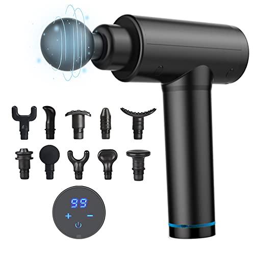 EEKER EEKER Massage Gun Muscle Relaxer High Frequency Vibration Massage Grab Fitness Electric Impact Gun, 6 Massage Heads, LCD Touch Screen,Black Silk