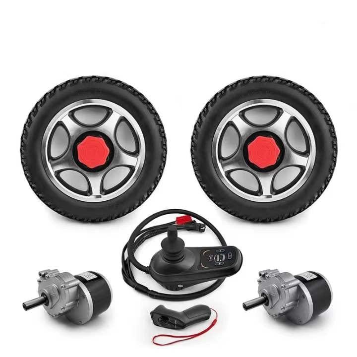 L-faster L-faster Lightweight Foldable 12 Inch Power Wheel Chair 250W Electric Wheelchair Motor Conversion Kit with Remote (with Remote, Max 3kph Solid tire)