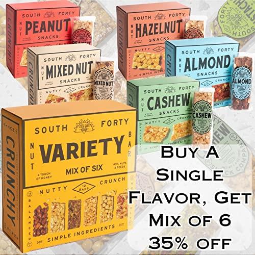 SOUTH FORTY SNACKS South 40 Snacks Peanut Bar, Extra Crunchy Nut Snack Bar, Simple Ingredients, Honey and Sugar, Delicious Healthy Protein Nut Clusters, Individually Wrapped, 7 Grams of Protein (40g Bar, Pack of 12)