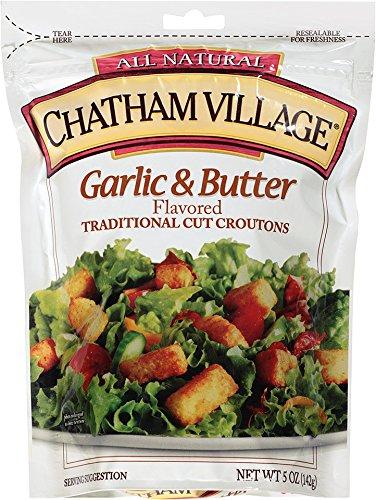 Chatham Village Chatham Village Large Cut Garlic & Butter Croutons, 5-Ounce Bags (Pack of 12)