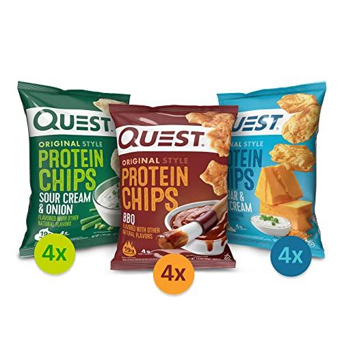 Quest Nutrition Quest Nutrition Protein Chips Variety Pack, (BBQ, Cheddar & Sour Cream, Sour Cream & Onion), High Protein, Low Carb, 1.1 Ounce (Pack of 12)