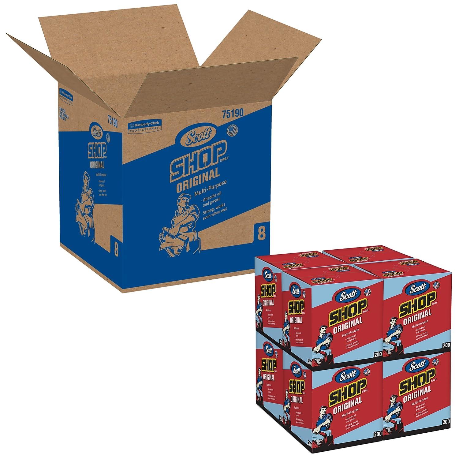 Kimberly-Clark Scott Shop Towels Wipers Blue 200 Wipers/Box 8 Boxes/Carton (75190) (478463)