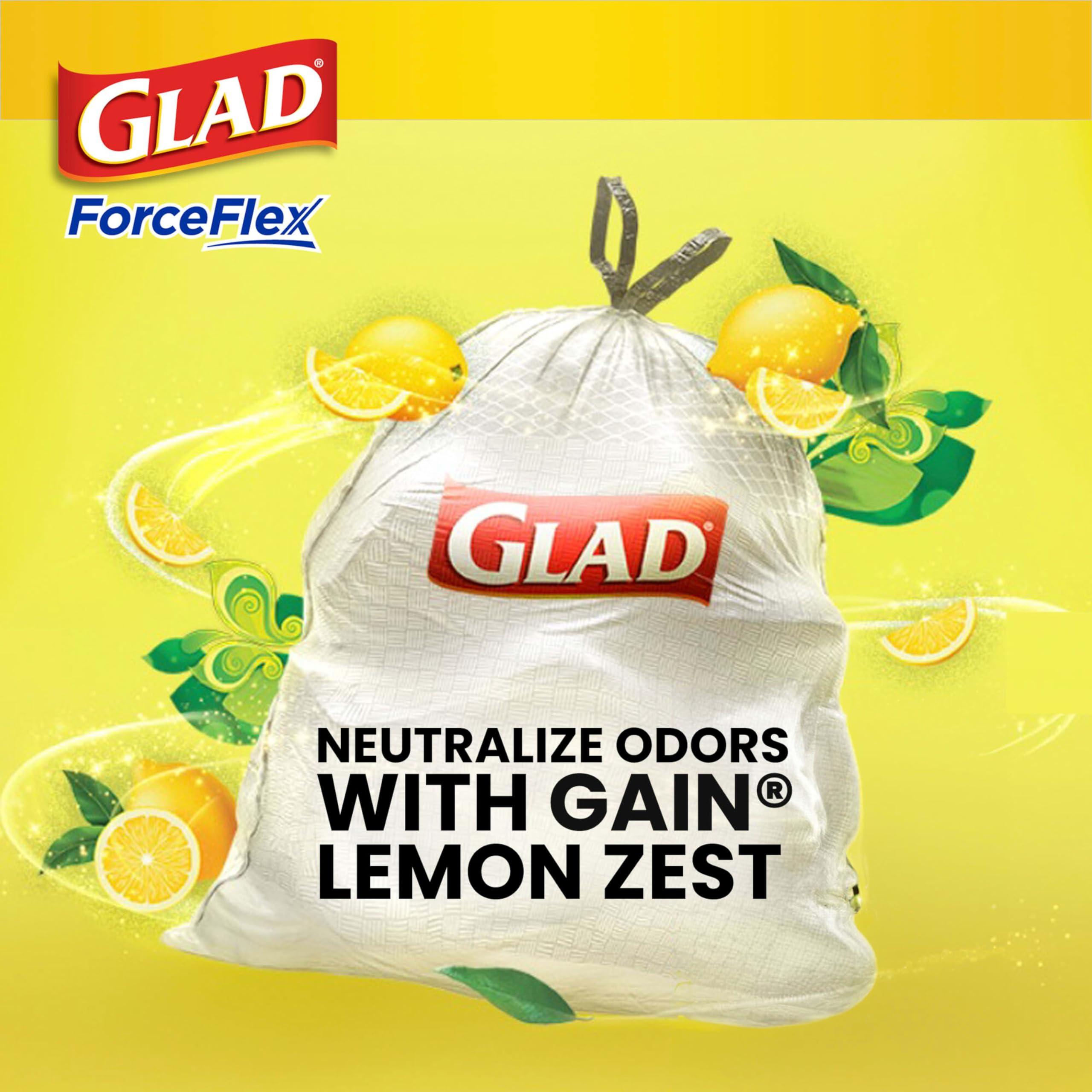 Glad Glad ForceFlex Tall Kitchen Drawstring Trash Bags, 13 Gallon, Gain Lemon Zest, 40 Ct, Pack May Vary (Pack of 2)