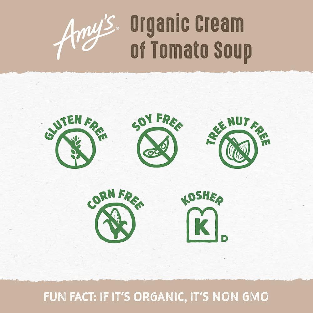 Amy\'s Amys Soup, Cream of Tomato Soup, Gluten Free and Low Fat, Made With Sun-Ripened Tomatoes, Canned Soup, 14.5 Oz