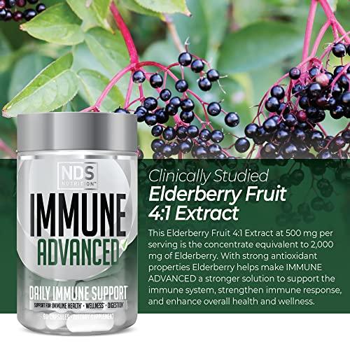 FitLife Brands NDS Nutrition Advanced Immune Booster – Comprehensive Immune Support Supplement for Adults with Elderberry, Vitamin C, Vitamin D, Zinc and 5 Billion CFU Probiotic - Herbal Immune Defense (90 Capsules)