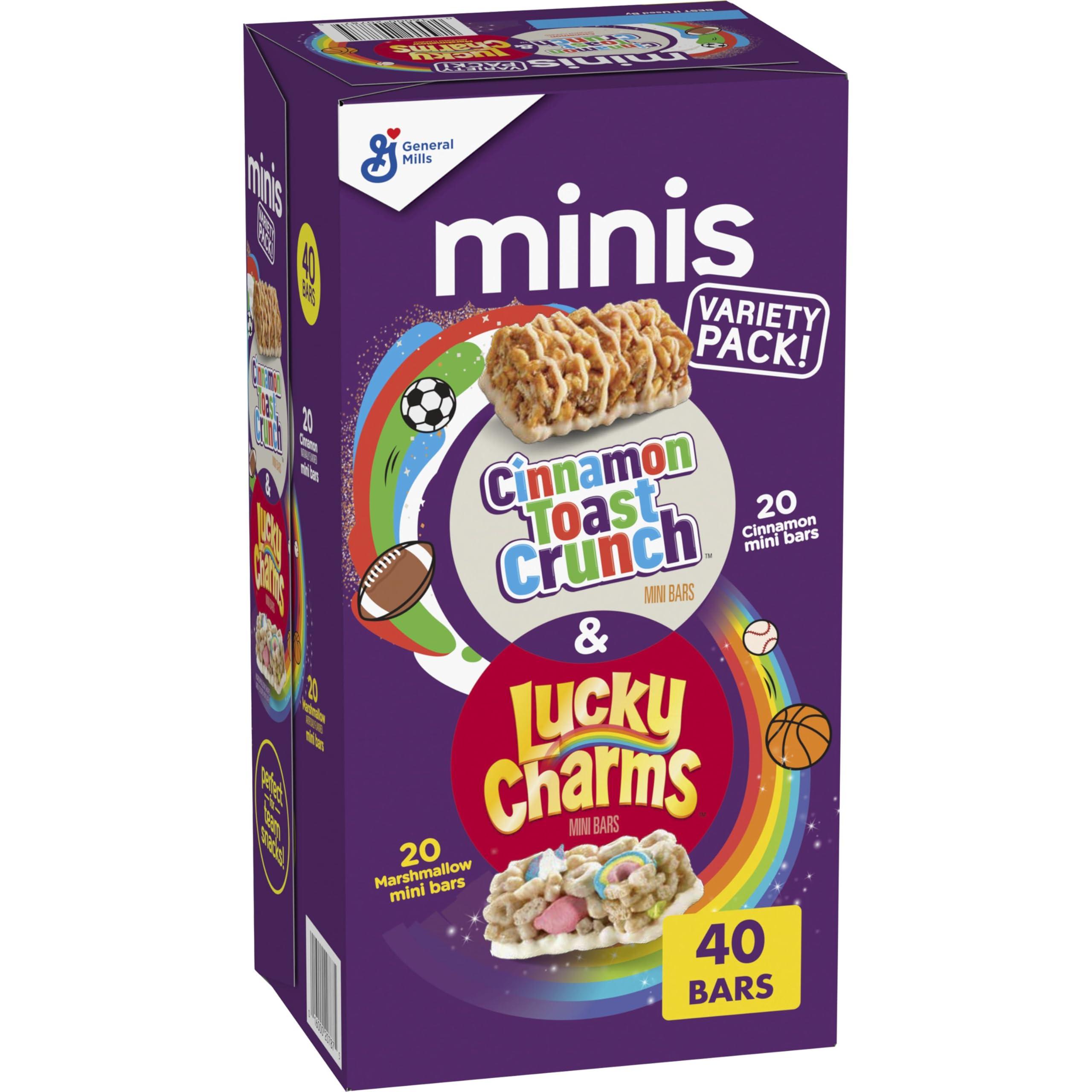 General Mills Lucky Charms and Cinnamon Toast Crunch Mini Cereal Treat Bars Variety Pack, 40 ct, 20 oz