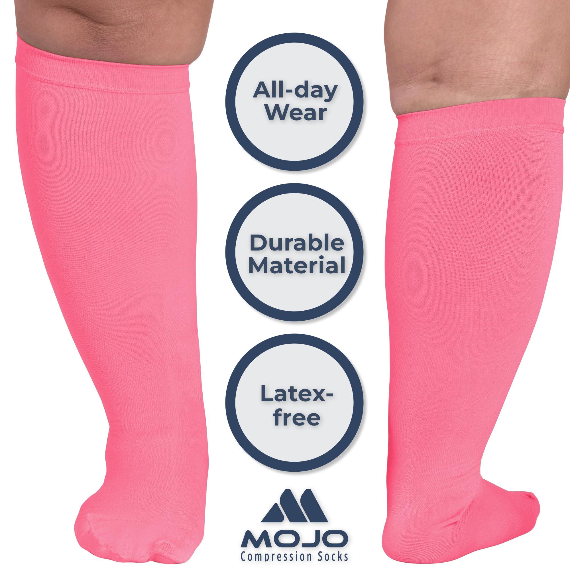 Mojo Compression Socks Compression Socks for Women and Men 20-30mmHg Knee High - Unisex Medical Compression Support Stockings for Nursing, Airplane, Travel Circulation - Pink, X-Large - AB201