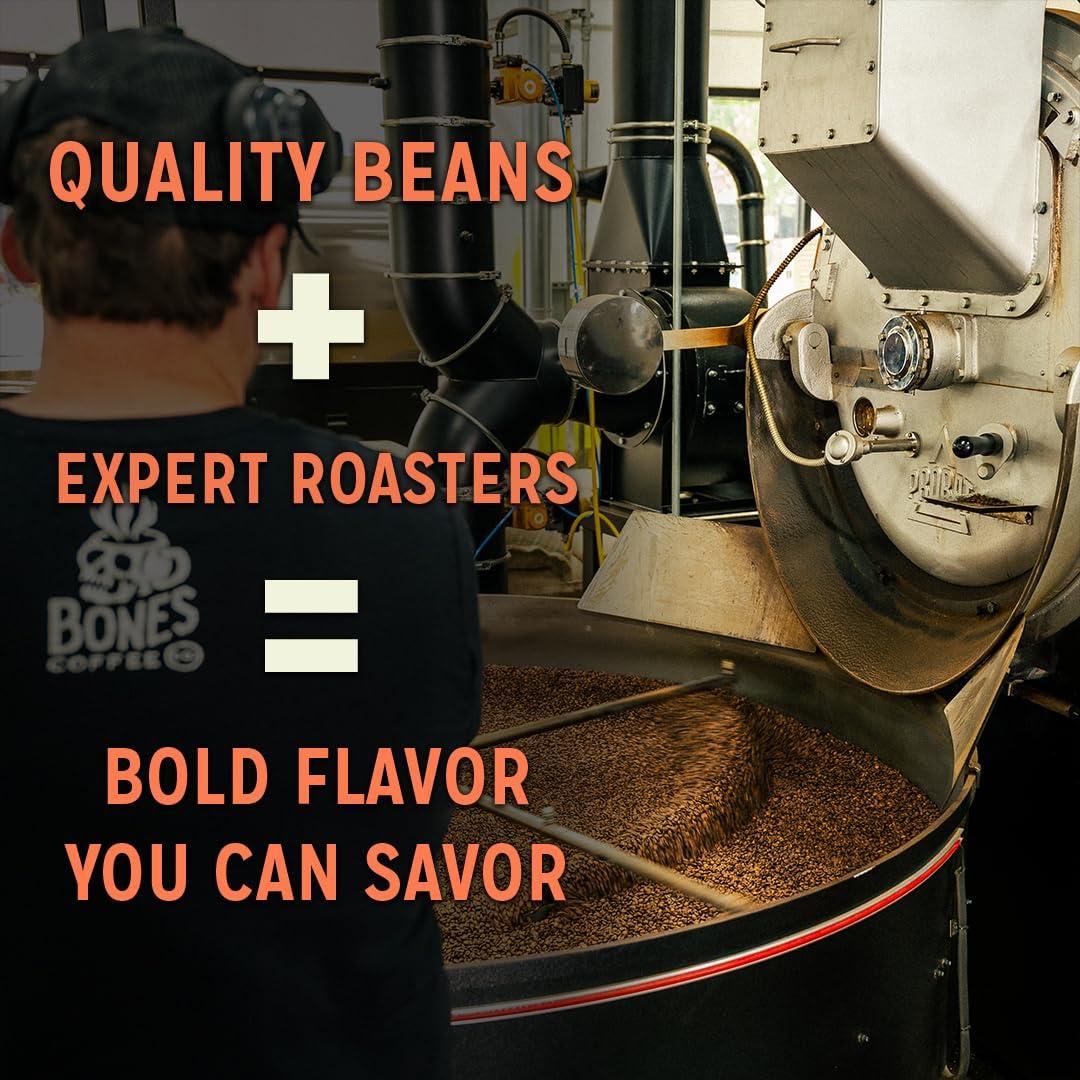 Bones Coffee Company Bones Coffee Company Dragon\'s Lair Flavored Coffee Beans, Whole Bean Coffee Dark Roast Low Acid (12 oz)