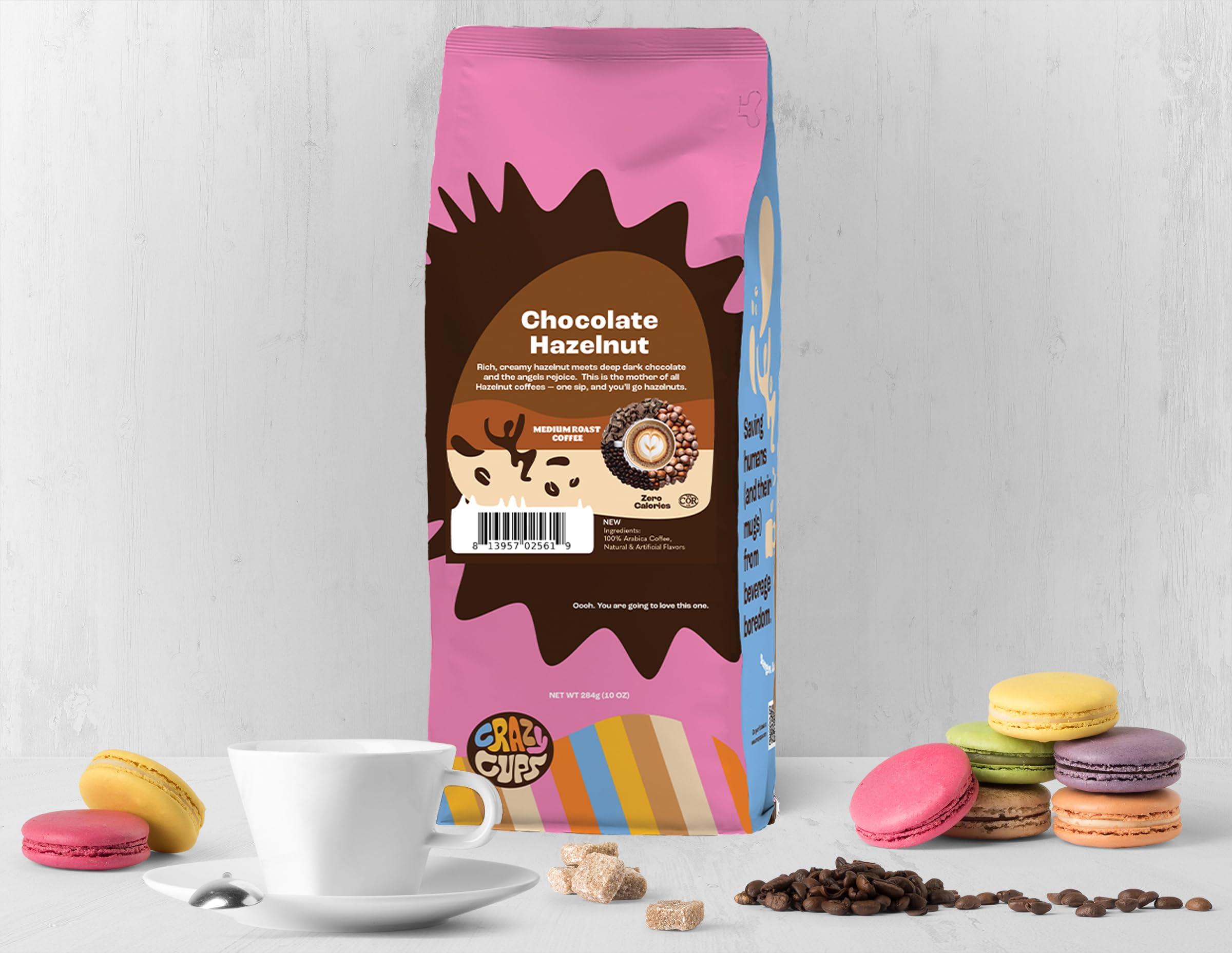 Crazy Cups Crazy Cups Flavored Ground Coffee Variety Pack, Includes Chocolate Hazelnut, French Vanilla Creme & Death By Chocolate, in 10 oz Bags, Variety 3 Pack