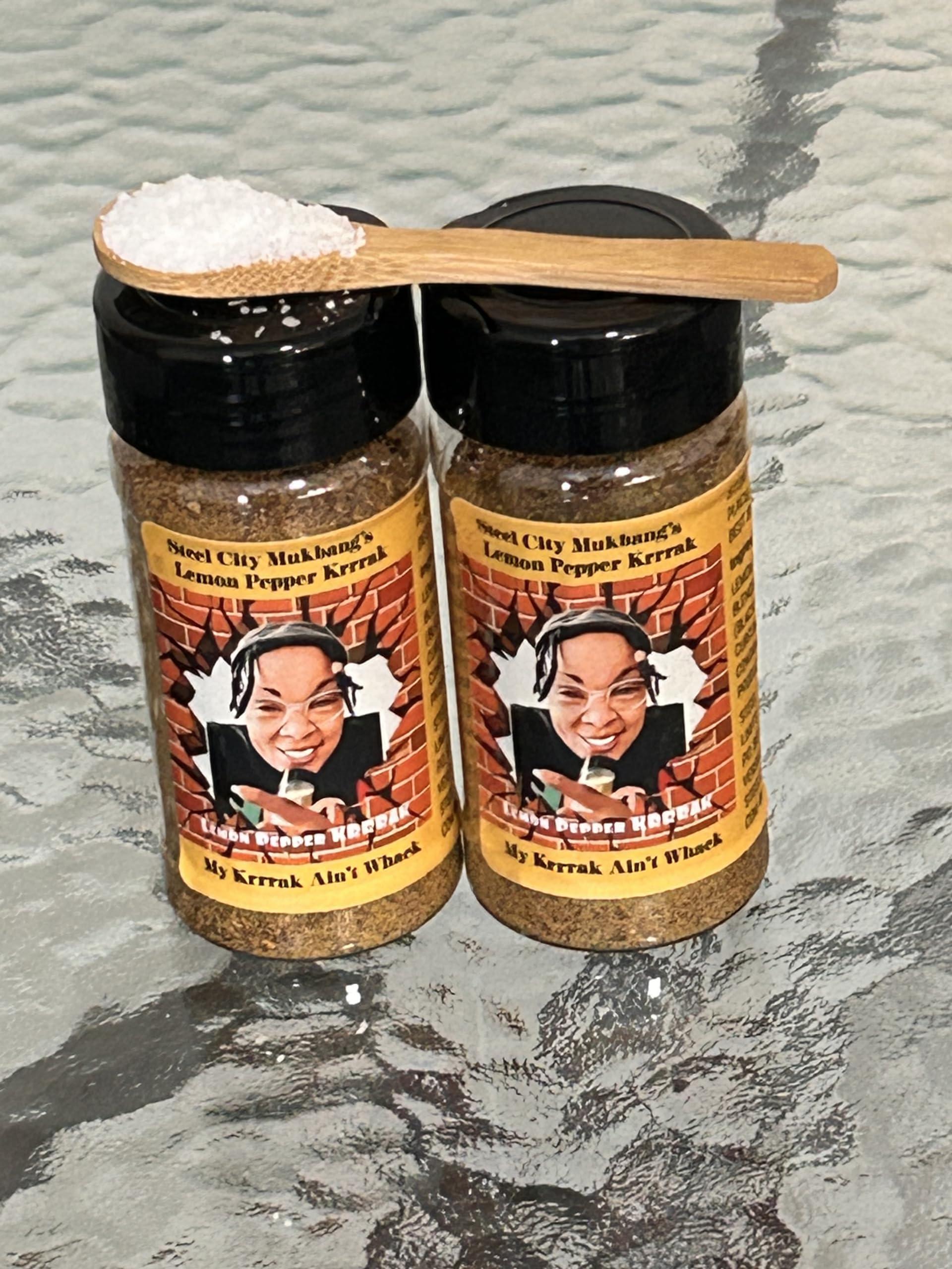 Steel City Mukbang\'s Lemon Pepper Krrrak Steel City Mukbang\'s Lemon Pepper Krrrak, Seasoning, Spices,Wing Crack, LPK, Wing Dust, Meat Topping, Great on Fruit and Veggies, Holiday Gift Idea, 1ct pkg size. Low Sodium, Universal Flavor, Unique