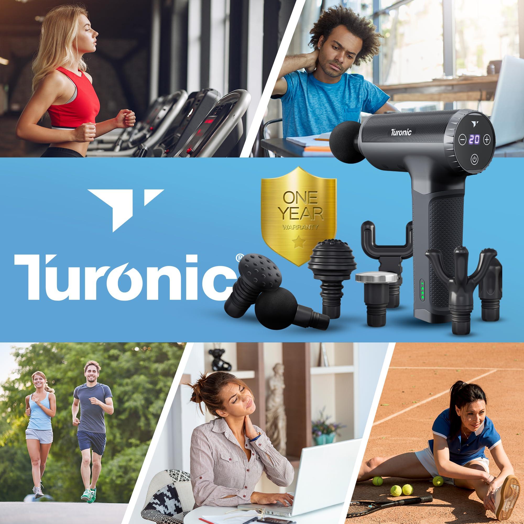 Turonic Turonic GM5 Handheld Massage Gun - Deep Tissue Percussion Massager, 20 Speeds, 7 Heads, Quiet, Powerful, Portable, Cordless, Rechargeable for Athletes, Personal Use, Shoulder, Leg, Foot, Back, Body