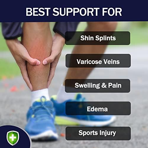 Thoxcare Thoxcare Calf Compression Sleeve for Men Women (1 Pair), Leg Support Footless Compression Socks for Running - Shin Splint Varicose Veins Swelling & Pain Relief, Black/Gray, Large