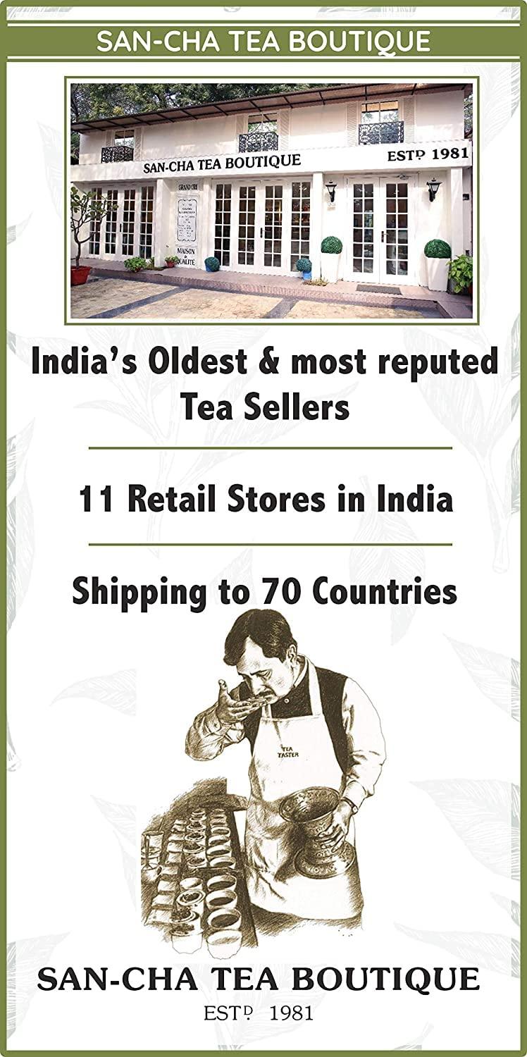 SAN-CHA Sancha Tea Boutique| India Chai Collection Box| Saffron Masala Chai, Cardamom Masala Chai, Ginger Masala Chai & Yoga Tea (125Cups)| Tea Assortment| Tea Variety Pack| Tea Sampler| Festival Gift Box