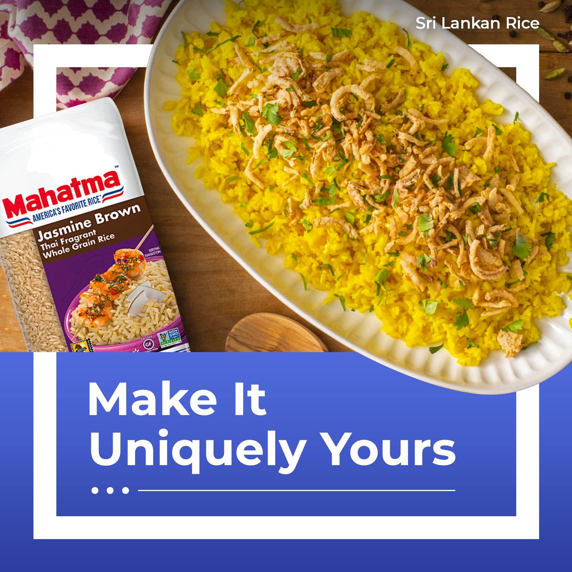 Mahatma Mahatma Brown Jasmine Rice Bag 32-Ounce, Brown Thai Jasmine Rice, Microwave Rice in 20 Minutes or Cook on Stovetop in 30 Minutes