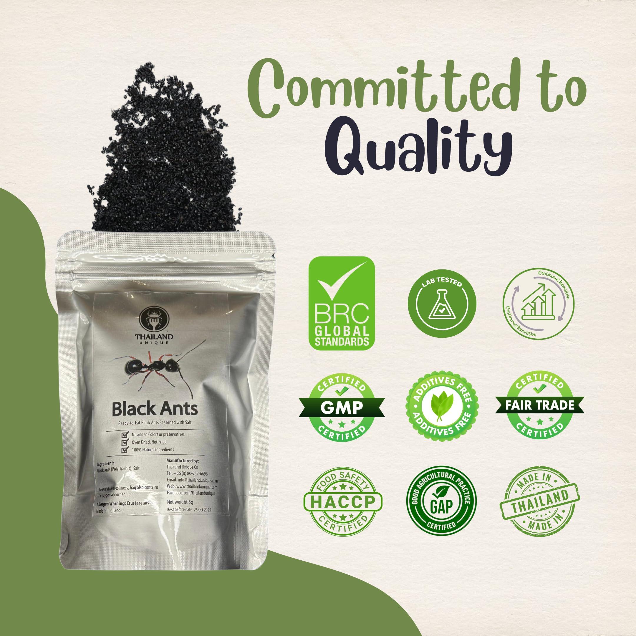 Thailand Unique Thailand Unique Black Ants Salted - 5 Gram Bag of Dyhydrated Edible Insects for Humans, Healthy Superfood Bugs Weird Unusual Snack Gift