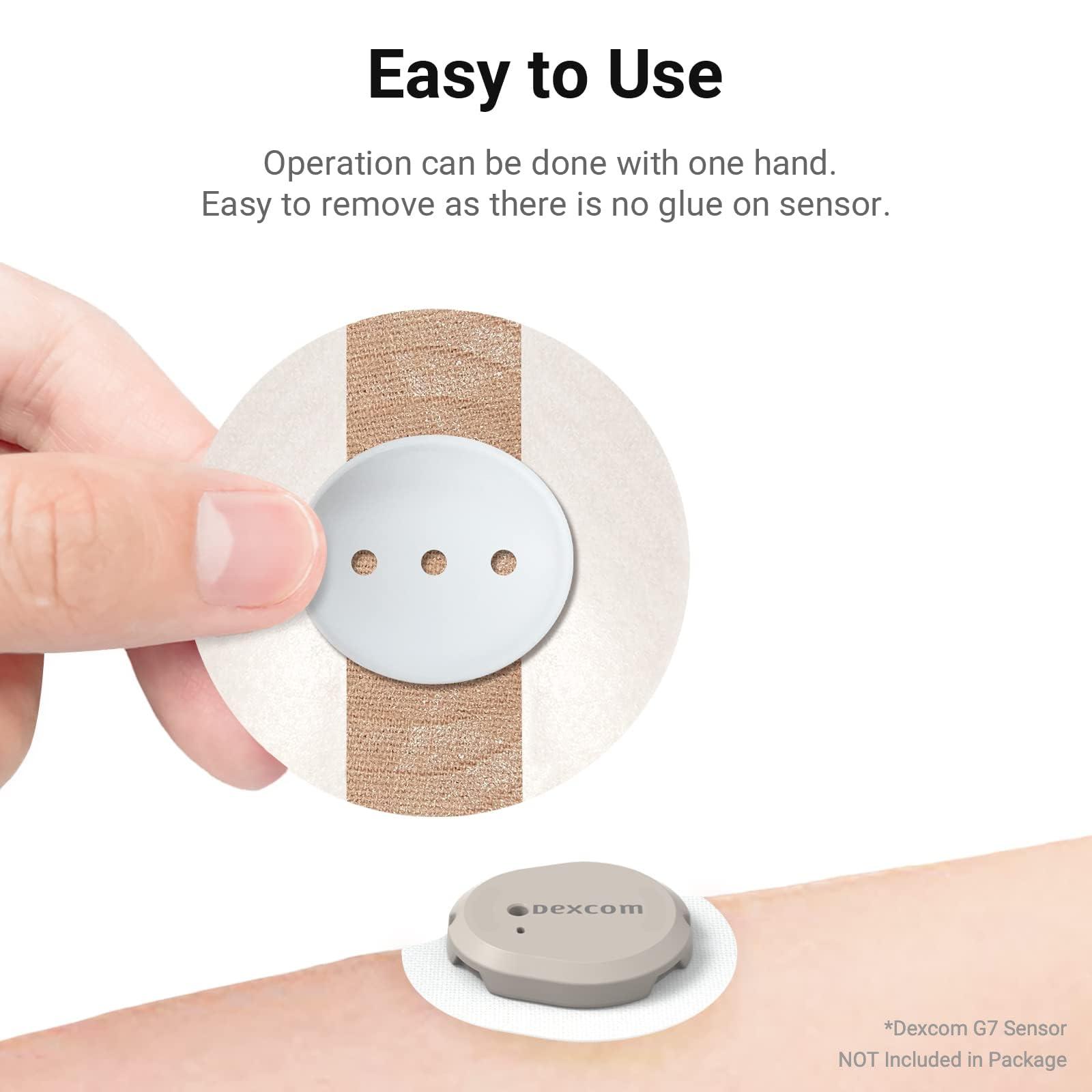 KOVOQ KOVOQ - Dexcom G7 Over Patches - Waterproof 25-Pack Dexcom Stelo & G7 Over Patches with Reusable Hardshell Cover, Latex-Free, Hypoallergenic, Long-Lasting, Breathable (TAN)