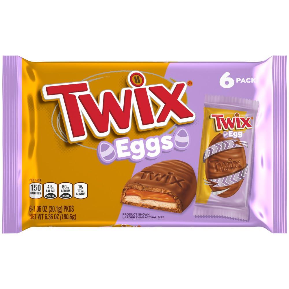 Twix TWIX Eggs Milk Chocolate Caramel Candy Bars Easter Basket Stuffers, 6 Ct Pack