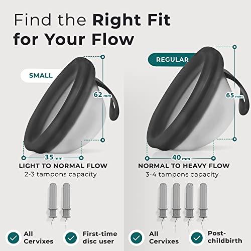 EcoBlossom Ecoblossom Reusable Menstrual Disc - Menstrual Cup - Soft Period Disc for Women Designed with Flexible, Medical-Grade Silicone Period Cup (Small, Black)