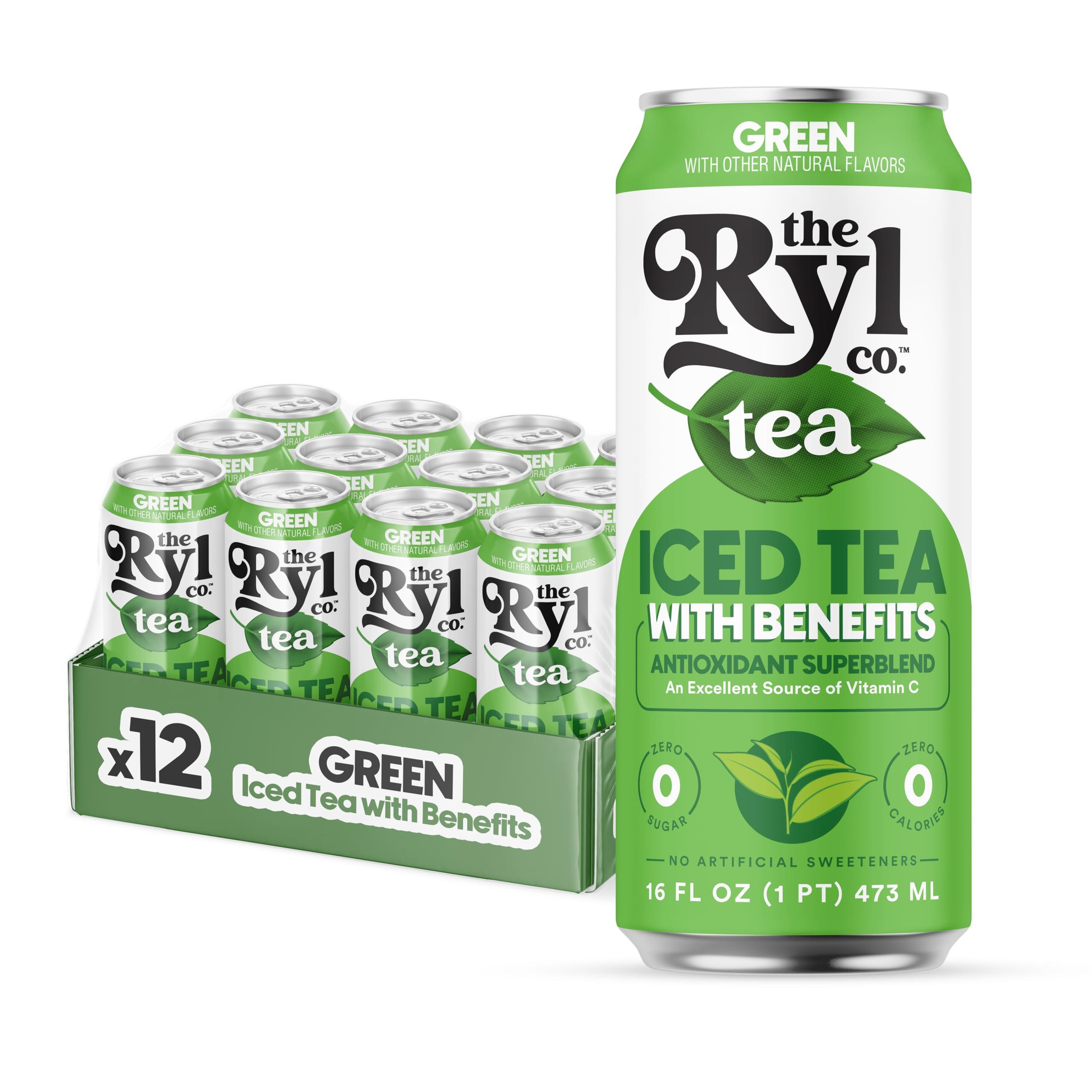 The Ryl Co Ryl Iced Tea, Green, Antioxidant Superblend, Zero Sugar, Low Carb, Zero Calorie Iced Tea, 16.0 Fl Oz (12-Pack)