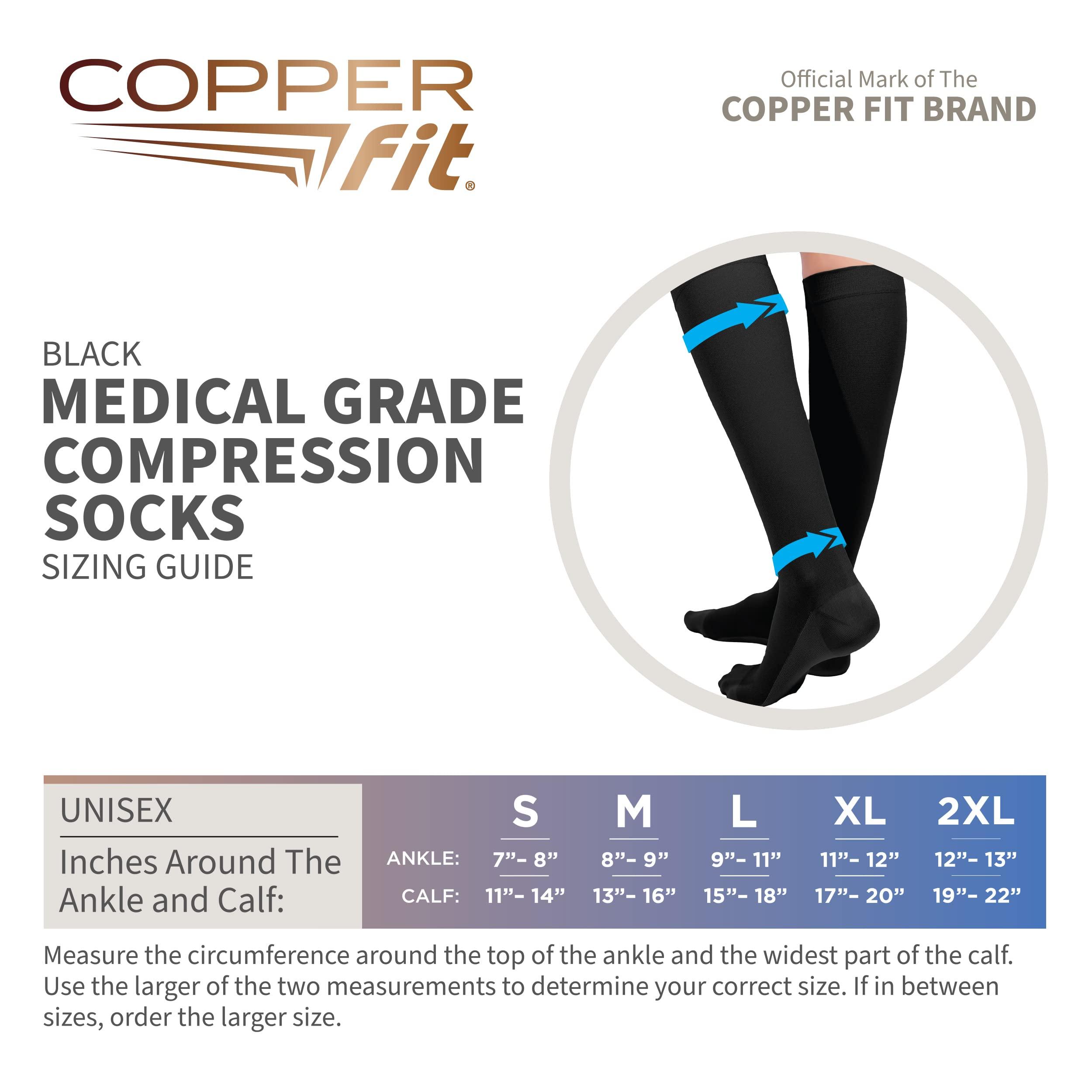 Copper Fit Copper Fit Unisex Medical Grade Compression Socks, Black, Medium