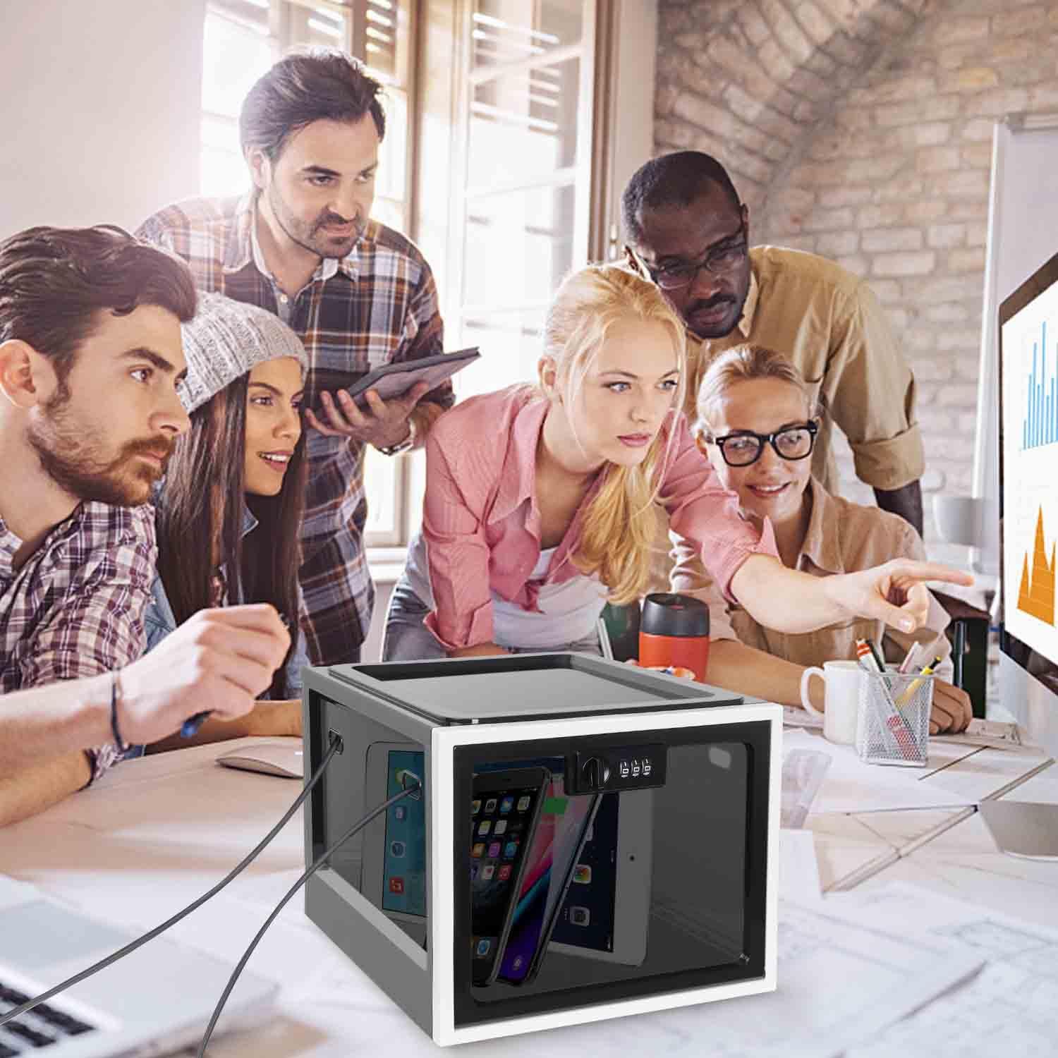 Gemaxvoled Medicine Lock Box for Safe Medication, Premium Material Lockable Storage Box Locking Organizer Bin with Combination Code for Fridge Food/Snacks/Phone/Tablet Jail/Home/Office Storage Lockers