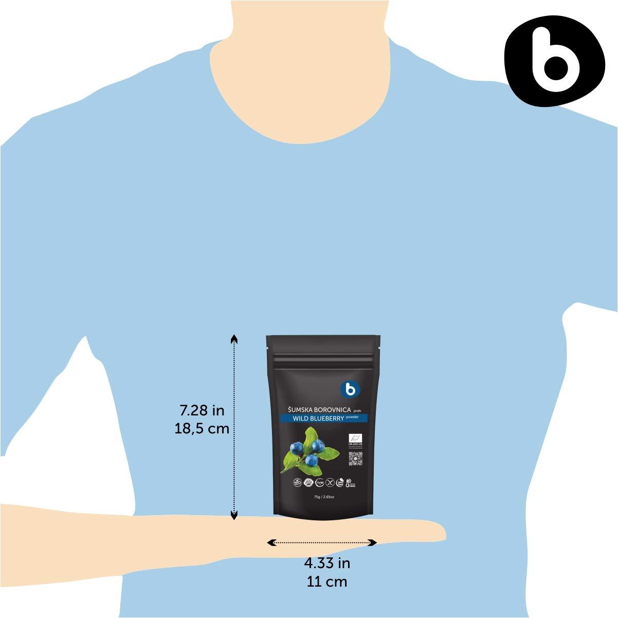 b Organic Wild Blueberry Powder from Freeze Dried Wild Blueberries, Bilberries, Antioxidant Superfood, for Smoothies, Baking and Flavoring, 2.65oz