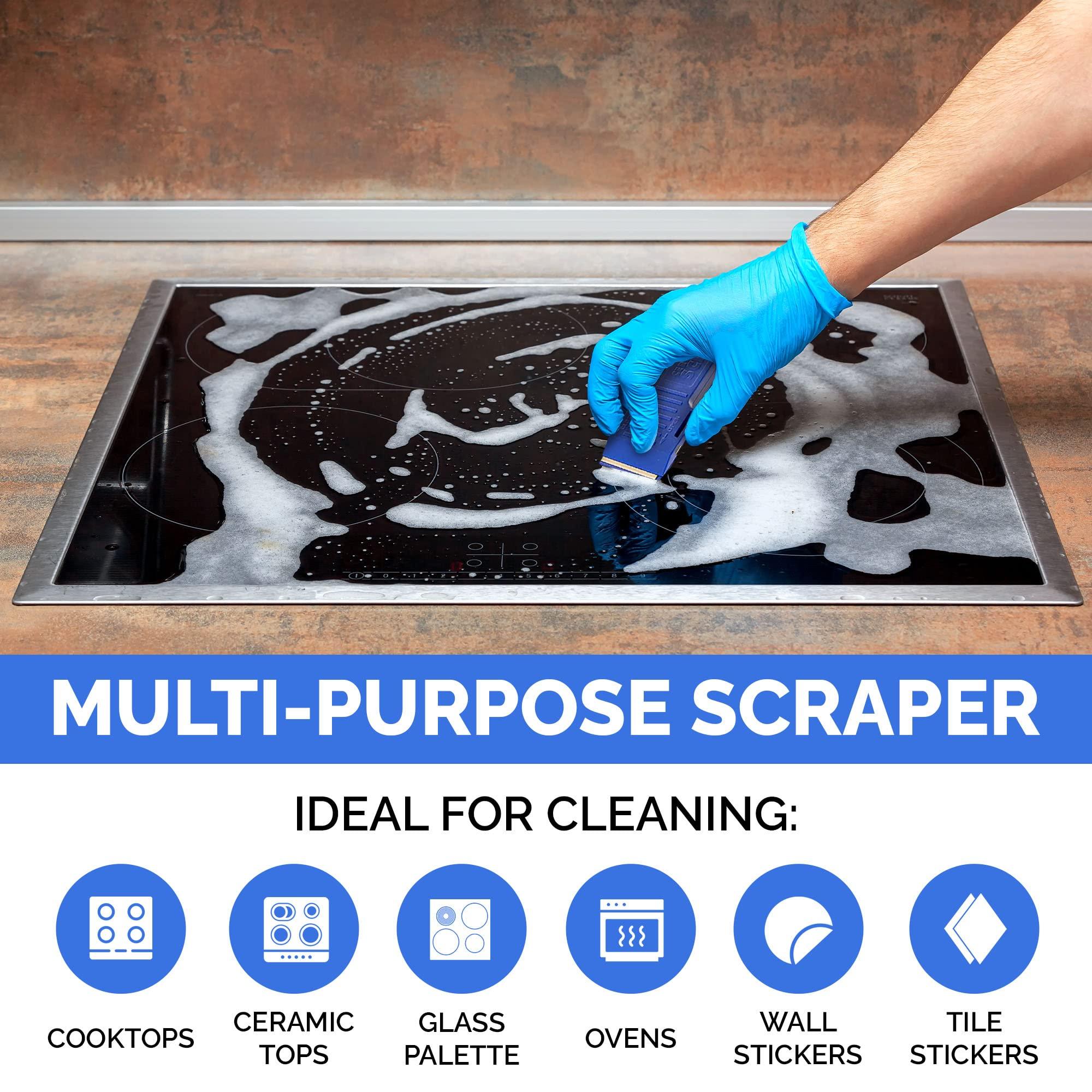 Fox Trot Cerama Bryte Complete Cooktop Cleaner Kit - Includes Cerama Bryte Glass Stove Top Cleaner - Burnt On Grease Remover For Ceramic Stovetop - Scraper, Scrubber & Foxtrot Microfiber - Removes Tough Stains