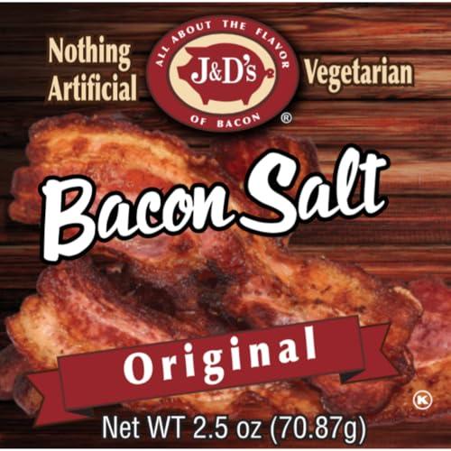J & D Foods J&D\'s Bacon Salt, Original, 2.6 Ounce, Bacon-Flavored Seasoning Salt, Vegan, Vegetarian, Kosher