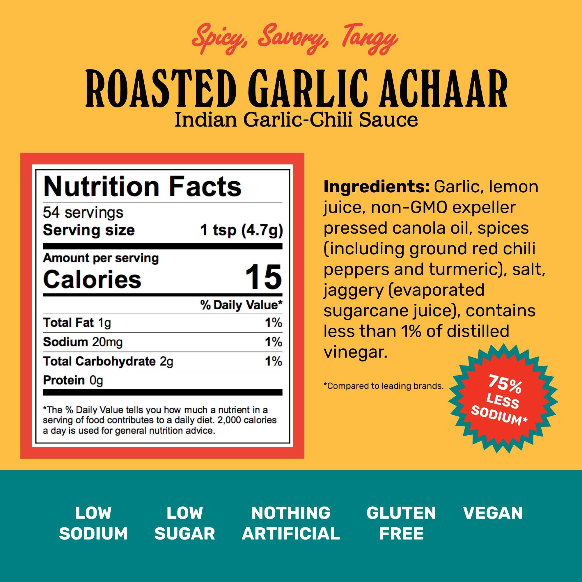 Brooklyn Delhi Brooklyn Delhi Roasted Garlic Achaar - 9 Ounces - Spicy, Lemony, Savory, Sweet Flavor - Made with a mix of Indian Spices, Red Chili Powder, and Unrefined Cane Sugar - Vegan - No Artificial Additives
