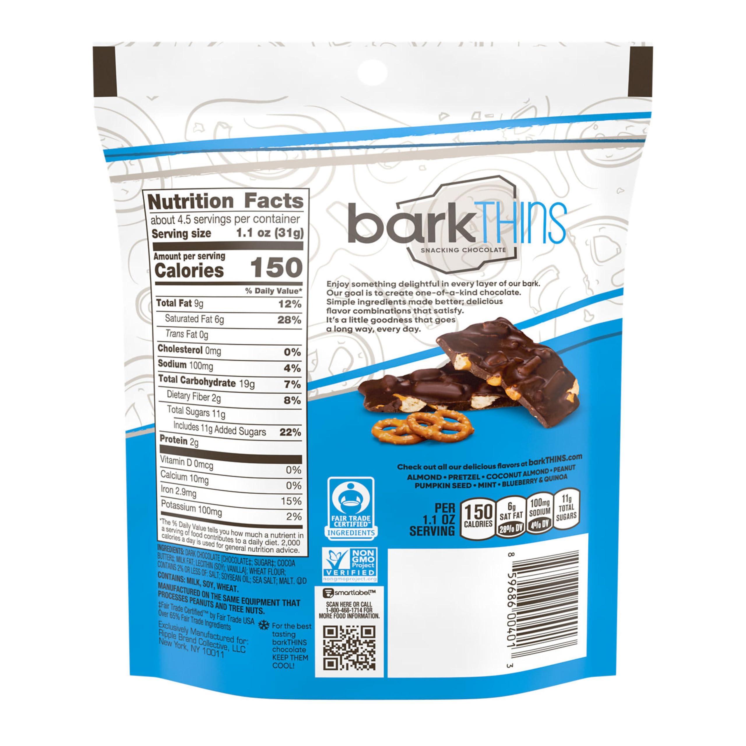 barkTHINS barkTHINS Dark Chocolate, Pretzel and Sea Salt Snacking Chocolate Bag, 4.7 oz
