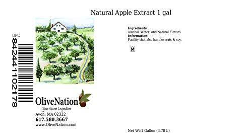 OLIVENATION Natural Apple Extract - Water Soluble Flavor for Baking - Brewing - Beverages - Non-GMO - Gluten Free - Kosher - Vegan - 128 oz