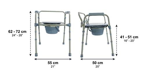 PEPE Mobility Pepe - 3 in 1 Bedside Commodes for Adults, Adult Potty Chair for Seniors Over Toilet, Urinal Chair for Elderly with Bucket, Commode Toilet Seat Riser, Adjustable Stand Alone Toilet Safety Rail Gray