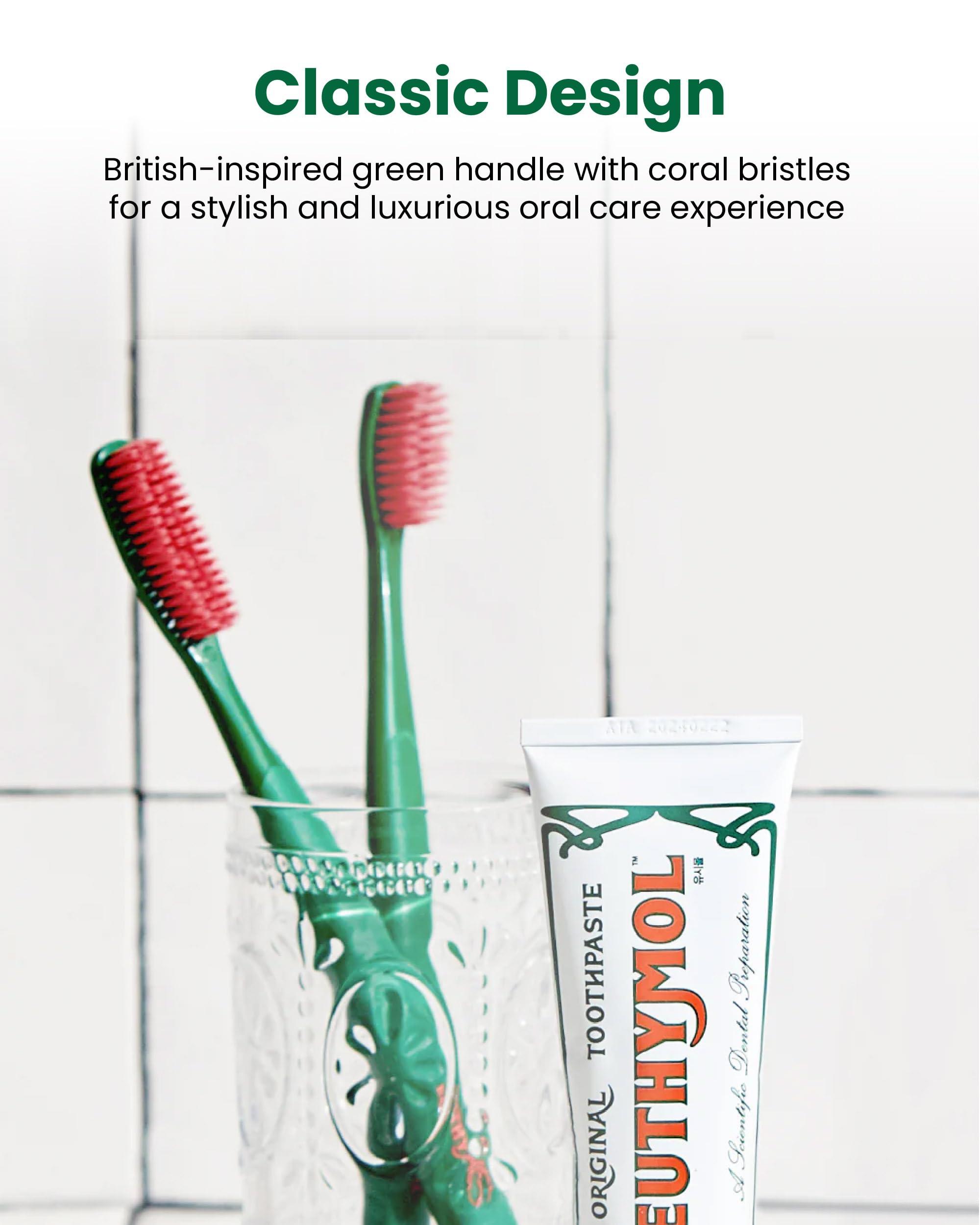 Euthymol Euthymol Original Toothpaste Pack of 5 and Regular Toothbrush Pack of 6 for Sensitive Teeth & Gum. Bad Breath, Cavity Prevention, Gentle, Quick Cleaning.